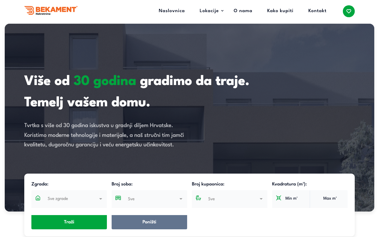 Bekament Nekretnine — Real estate platform