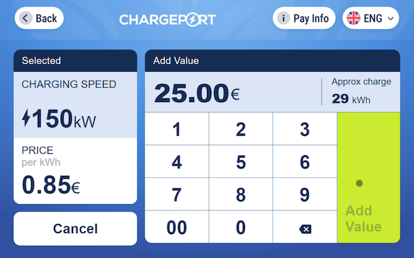 ChargePort — EV charging kiosk interface