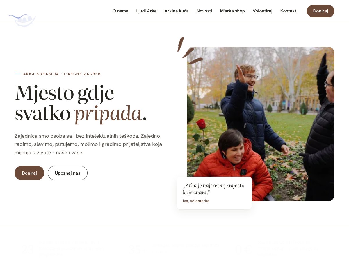Naslovnica nove stranice Arke Korablje